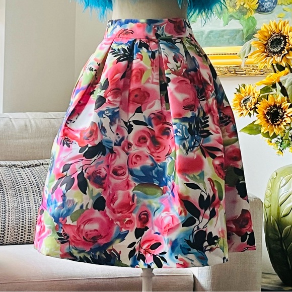 🎉New Gracia Multicolor Floral A-Line Skirt - Picture 2 of 11